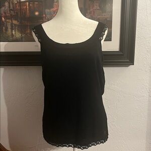 The Limited Black Top with beaded and crocheted Lace Detail Sz L